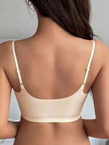 DAZY Sujetador de lencería para mujer de unicolor, sin costuras, con tirantes ajustables y ligeramente acolchado - Beis - Ver 2