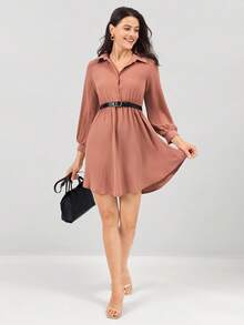 Miaspire Vestido de collar con estampado de guepardo y animales con patrón de regreso a la escuela para mujer, perfecto para otoño-invierno, viajes, oficina, dinero antiguo, simple, ideal para damas, camisa de manga larga casual de ajuste regular, camiseta de tirantes rosa polvoriento y liso, vestido corto para mujeres, anillo/verano, profesional/uso de negocios/atreticuloso - Rosa vieja - Ver 4