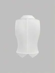 SHEIN 少女优雅通勤简约白色西装外套搭配百褶裙两件套，返校季必备