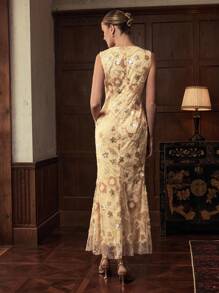 ZEYLAH CONTRAST SEQUIN BIAS CUT DRESS - Pink - View 3