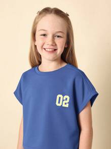 SUMWON 舞蹈队夏季短款上衣阔腿裤配套两件套运动队号练习服 - 藍色 - 查看 5