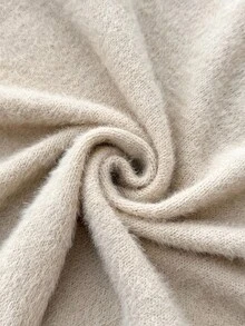 SHEIN 少女星形图案圆领落肩毛衣，休闲日常穿着，秋冬 - 杏色 - 查看 7