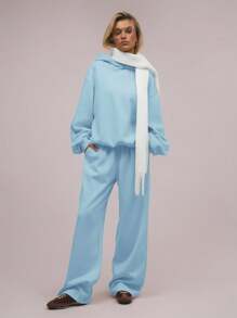 MUSERA Oversized Hoodie Relaxed Fit Dropped Shoulder Sweatshirt Back To School Autumn Winter Cosy Fall  Cute Casual Everyday Y2K Streetwear Capsule Wardrobe - Blue - View 4