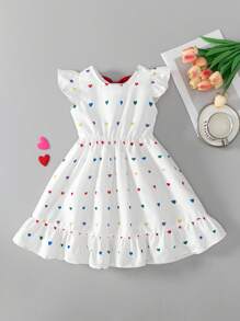 SHEIN Elladie kids Nouvelle robe mini d'été à la mode, mignonne pour jeune fille avec découpe en forme de cœur au dos, nœud décoratif, style princesse doux - Blanc - Voir 8