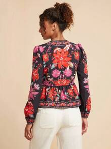 Travachic Women's Vacation Casual Floral Print Tie-Front Shirt, Summer Jackets For Women, Flower Blouses For Women, Floral Blouse,Vacation Style,Vacay Outfits Women,Beach Vacation Outfits,Summer Outfits For Women,Summer Tops,Autumn,Summer Outfits For Women,Beachwear,Spring And Summer,Easter,Holiday Outfits,Winter Clothes,Autumn Clothes,Fall Clothes