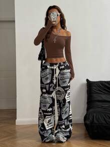 Coolane Prendas esenciales para el uso diario de niñas en otoño/invierno, top de punto con mangas largas, cuello asimétrico, cómodo y elástico