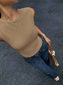 Siren Gaze Summer New All-Match Versatile Textured Slim Fit Camisole For Women Brown - Khaki - View 3
