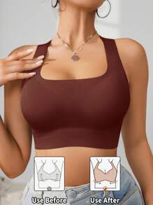 1 pieza Sujetador sin aros de mujer minimalista sin costuras de unicolor