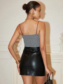 Rafferiza Áo hai dây răng cưa Gợi cảm - Đen và trắng - Xem 2