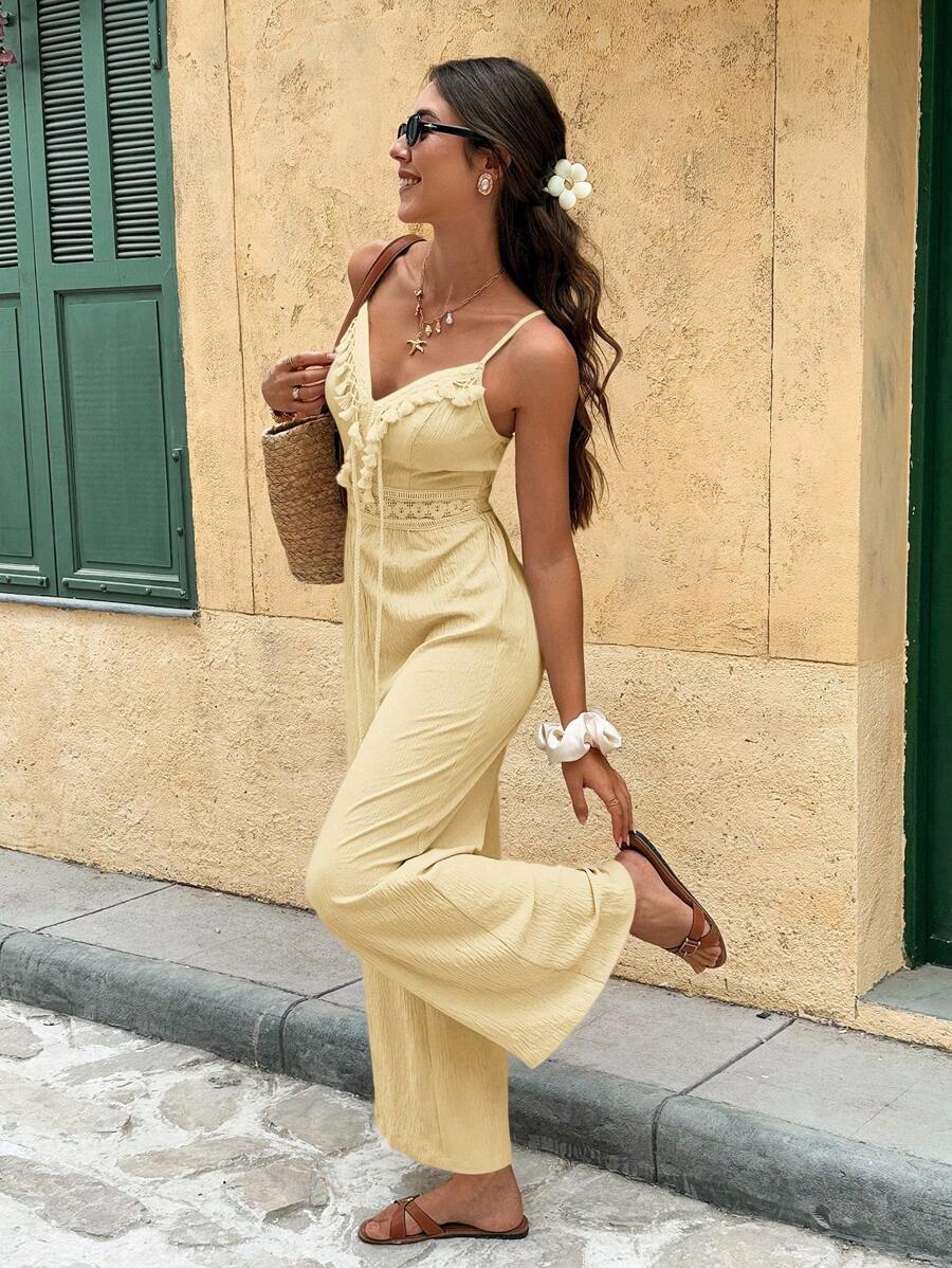 Serisse 女式纯色流苏装饰度假休闲连体裤