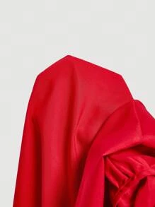 SHEIN MOD 大码女式纯色圆领系带侧无袖优雅连衣裙