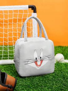 LOONEY TUNES X SHEIN 灰色卡通图案时尚手提包大容量便携保温饭盒 - 灰色 - 查看 1