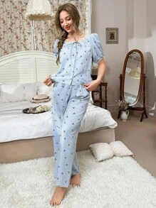 CottageSlumber Charming Gingham Print Women Pajama Set With Half Sleeves Made For Comfort And Style - Multicolor - View 3