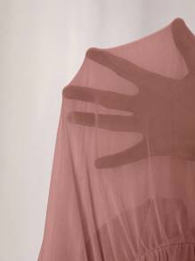 Cheerfulab Body asimétrico con abertura y hombros descubiertos, de tela de malla transparente, para mujeres, ideal para vacaciones, primavera y verano, playa - Rosa - Ver 7