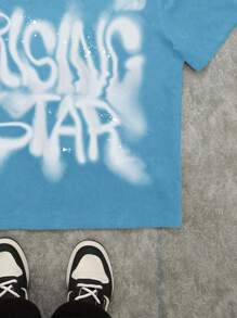 SHEIN Teenager Jungen Lässig Grafik Kurzarm T-Shirt, Sommer