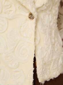 COSMINA Women Shawl Collar 3D Flower Mesh Long Sleeve Elegant Blazer In Fall/Winter - White - View 7