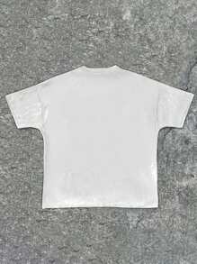 SHEIN Leap Crew Tween Boy Casual Basketball Print Short Sleeve T-Shirt, Suitable For Summer - White - View 2