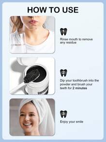 Slow Sunday™ 活性炭牙粉，去除烟渍、咖啡渍、茶渍，保持口腔洁净亮白 - 黑色 - 查看 5