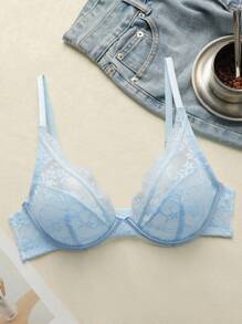 1件女士蕾丝无钢圈文胸