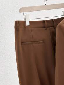 Manfinity BRENVOR 男士两件套秋冬绅士休闲西装套装，现代棕色调商务风格，复古风 - 咖啡棕 - 查看 5