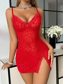 2件套女士性感蕾丝拼布睡袍套装