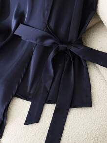 GlowEve 优雅精致的休闲/通勤缎面束腰无袖衬衫