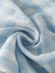 Genkimix Kids 2 件套婴幼儿男童蓝白格子图案木质纽扣领开衫和裤子，舒适睡衣套装