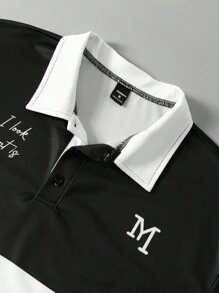 Manfinity Campus Court Aesthetic Post--Men Numeric Print Short Sleeve Casual Commuter Polo Shirt - Multicolor - View 4