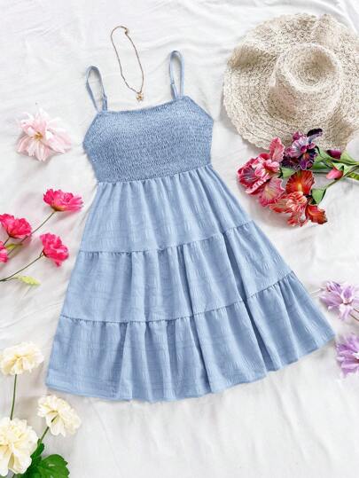 Soleia 素色荷葉邊吊帶連衣裙