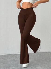 Selianne Women's Solid Color Flared Leg Elegant Knit Pants For Autumn/Winter Fall Cloth For Women