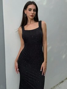 DAZY Women's Bodycon Cami Backless Mid-Length Dress Homecoming Dresses Luxury Prom Dress Sequin Sparkly Dress - Light Grey - View 1