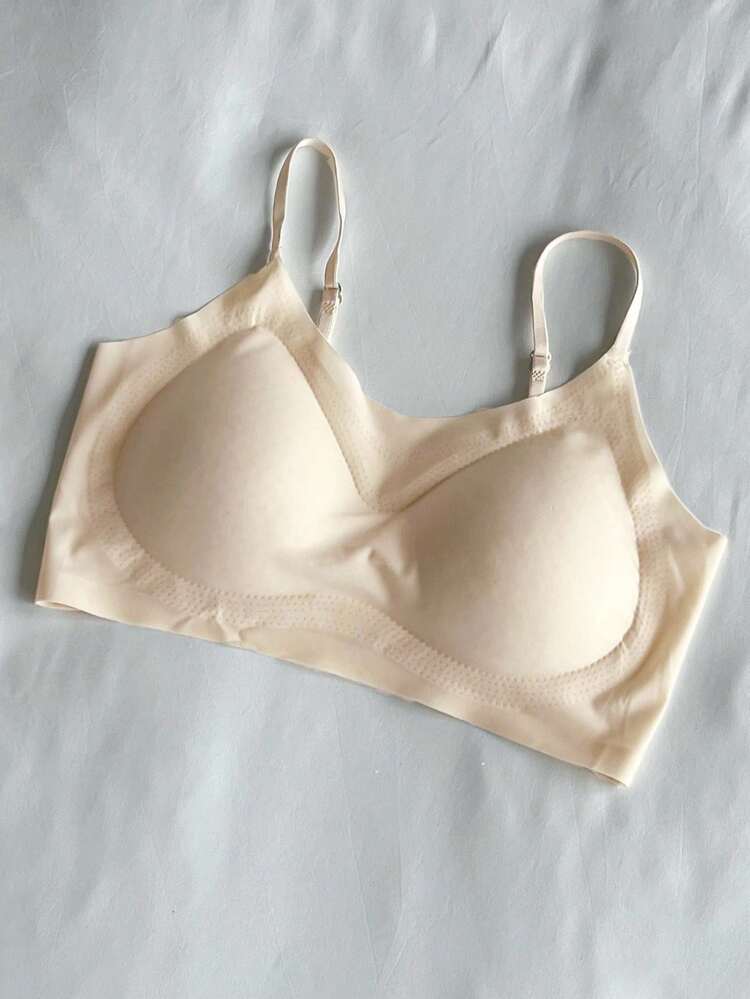 Solid Color Seamless Adjustable Strap Lightly Padded Women's Bra Lingerie For Women