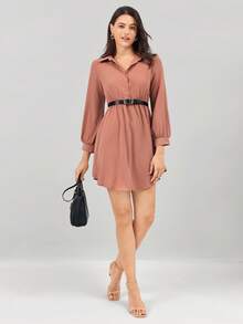 Miaspire Vestido de collar con estampado de guepardo y animales con patrón de regreso a la escuela para mujer, perfecto para otoño-invierno, viajes, oficina, dinero antiguo, simple, ideal para damas, camisa de manga larga casual de ajuste regular, camiseta de tirantes rosa polvoriento y liso, vestido corto para mujeres, anillo/verano, profesional/uso de negocios/atreticuloso - Rosa vieja - Ver 5
