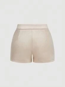 SHEIN MOD Vintage Apricot Fringe Low-Rise Shorts: Western Boho Vibes For Beach Holidays, Dates, Picnics & Party - Apricot - View 2