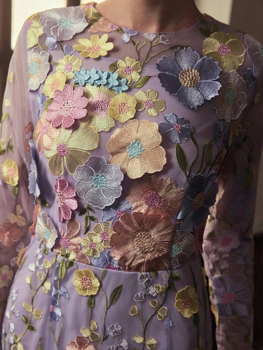 lace mesh dress Mimi Lace Floral Maxi Dress