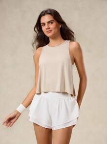 OutZeal Gym Wear Women Sports Tanks Pilates Outfit Gym Top Cool Touch Silky Soft Flowy Hem - Apricot - View 5