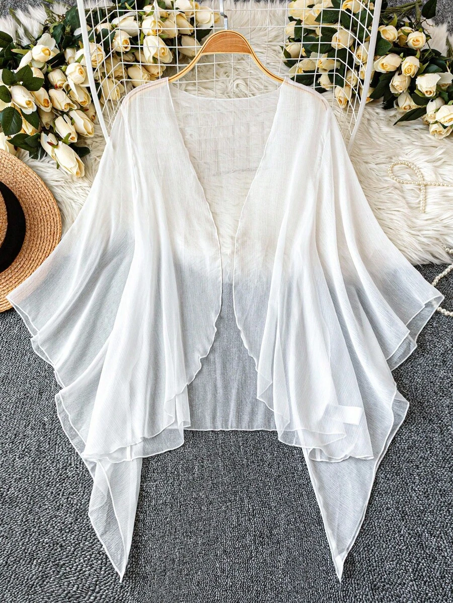 DreamSkyne Áo chống nắng dáng rộng màu trơn phong cách tối giản cỡ lớn cho nữ - trắng - Xem 1