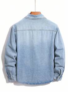 Manfinity Homme 秋季大码男士长袖单排扣口袋休闲牛仔夹克