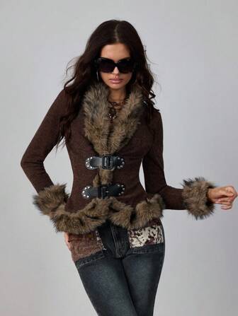 Hippie Vintage Hippie Fuzzy Patchwork Cardigan Shirt For Women