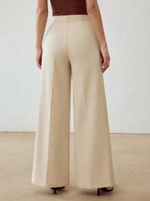 MOTF PREMIUM Pantalón de traje de pierna ancha con pinzas - Caqui - Ver 3
