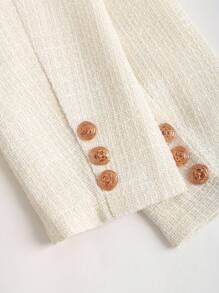 Sweetra 春秋新款女士高端圆领收腰金属扣通勤修身夹克秋冬女装 - 杏色 - 查看 4