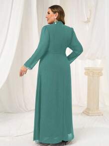 Coutiva Rochie de seară luxoasă, mărime plus, rochie de bal cu paiete și manșete cu perle, rochie elegantă de înaltă calitate pentru doamne nobile