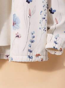 Girls' Jacket With Apricot-Colored Floral Print, Compound Fabric, Fashionable & Versatile For Autumn/Winter Fall - Apricot - View 4