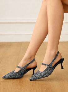 CUCCOO HITCHD Women's Fashion Red Strap Pointed Toe High Heels - Black - View 5