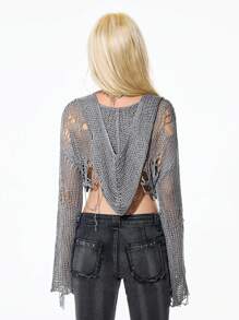 StreetHx 女士街头风格纯色休闲连帽长袖毛衣、套头衫、哥特式女装、垃圾摇滚、秋季女士针织套头衫秋冬