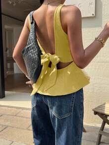 Siren Gaze قميص نسائي جديد بتصميم على شكل فراشة بدون ظهر وقصة A للصيف