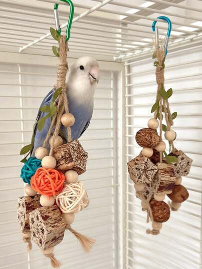 1Pc/2Pcs/3Pcs Bird Biting Chewing Stick Toys, Entertaining & Puzzle-Solving For Bird Cage Decor, Assorted Styles & Colors,Mixed Random Style