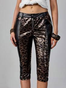 ROMWE Hippie Celana Capri Patchwork Bertabur Stud Gaya Hippy Chic untuk Wanita - Hitam - View 5