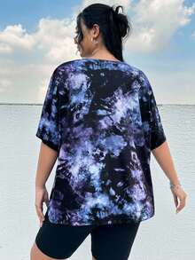 SHEIN EZwear 扎染和标语图案落肩 T 恤 EVERYTIME MISS U For Summer - 彩色 - 查看 4