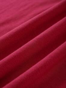 HARRY POTTER X SHEIN Tween Girl Owl Envelope Print Loose Fit Short Sleeve T-Shirt, Casual Versatile, Deep Red, Summer - Red - View 7